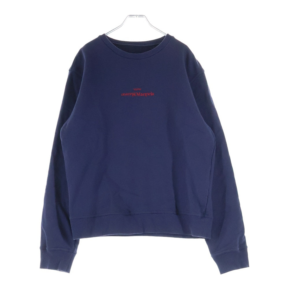 Maison Margiela(メゾンマルジェラ) 21SS Sweatshirt ロゴ刺繍 クルーネックスウェットトレーナー ネイビー S50GU0166
