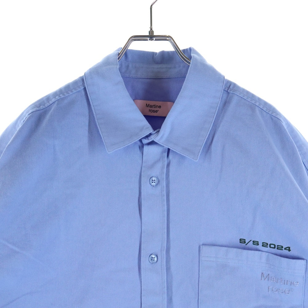 MARTINE ROSE(マーティンローズ) Logo L/S Shirt バックロゴ 長袖シャツ ブルー