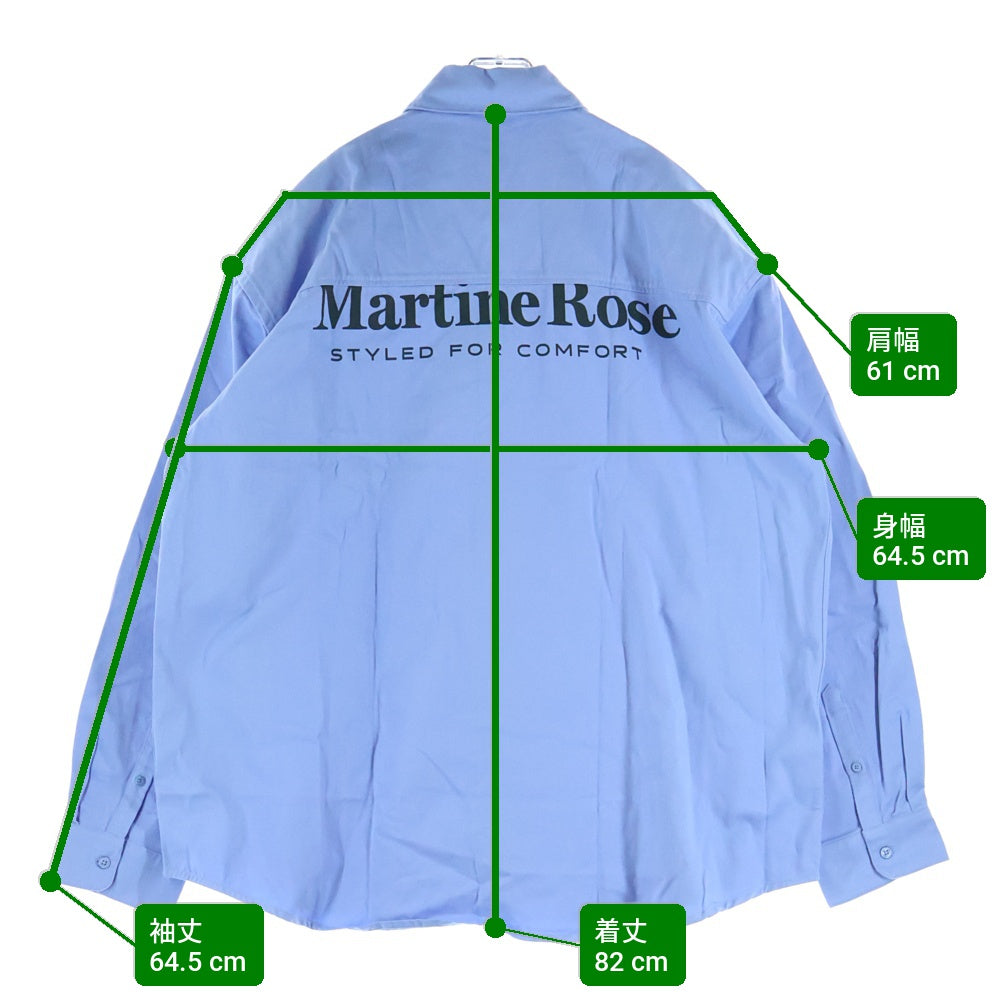 MARTINE ROSE(マーティンローズ) Logo L/S Shirt バックロゴ 長袖シャツ ブルー