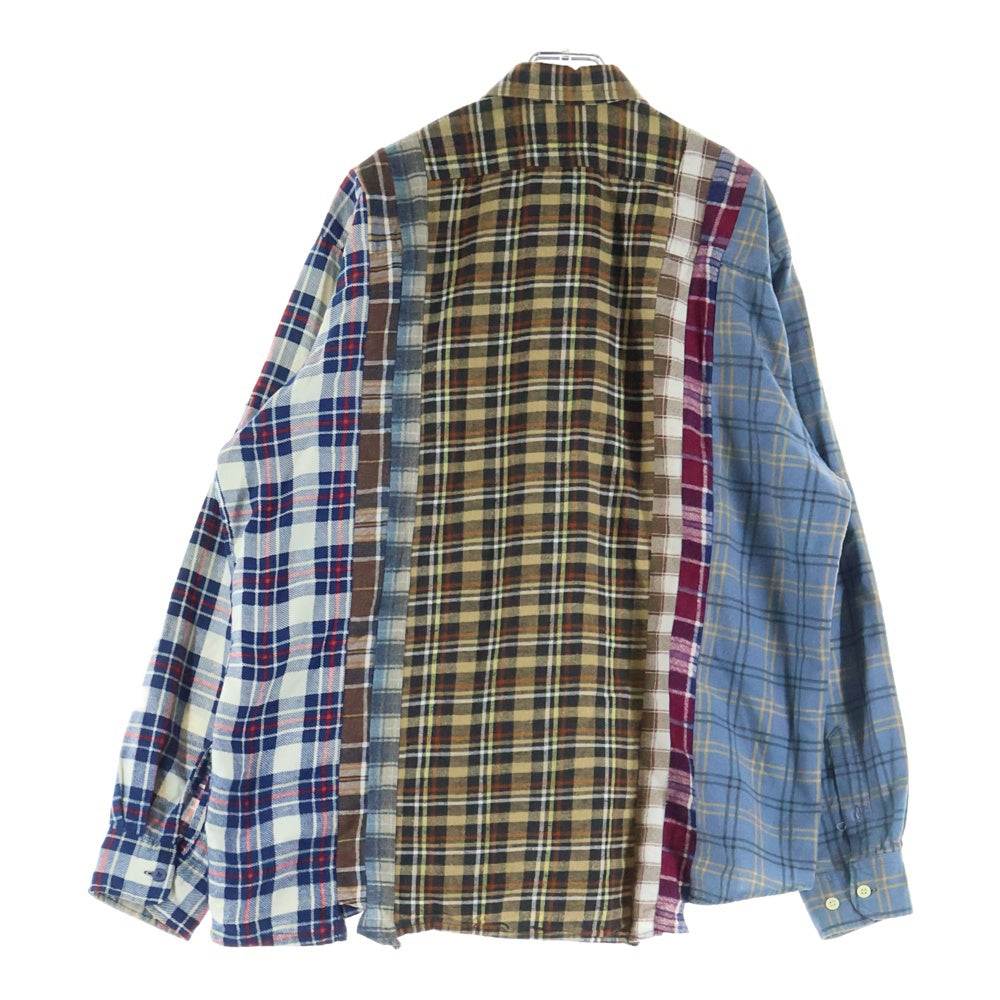 Rebuild by needles(リビルドバイニードルス) 7 Cuts Flannel Shirt」 ドッキング チェック柄長袖シャツ DI260 マルチ