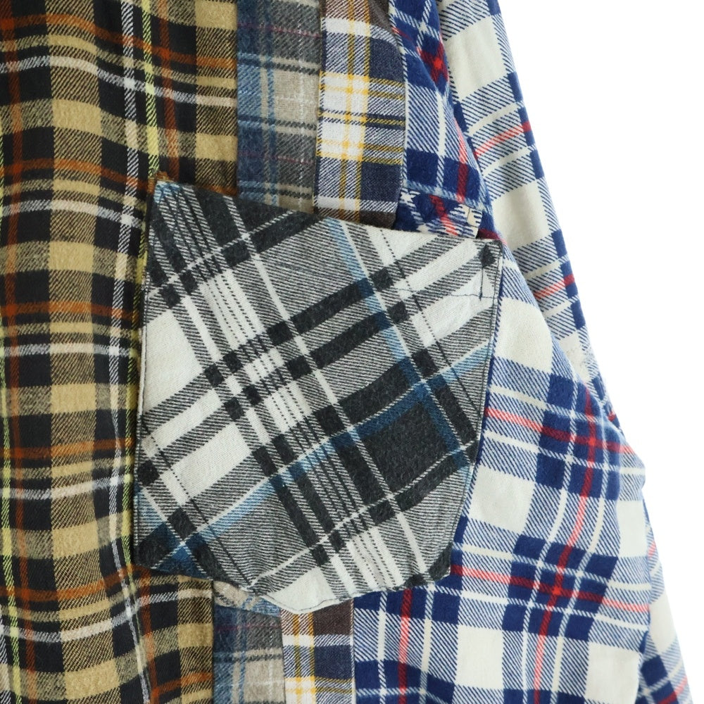 Rebuild by needles(リビルドバイニードルス) 7 Cuts Flannel Shirt」 ドッキング チェック柄長袖シャツ DI260 マルチ