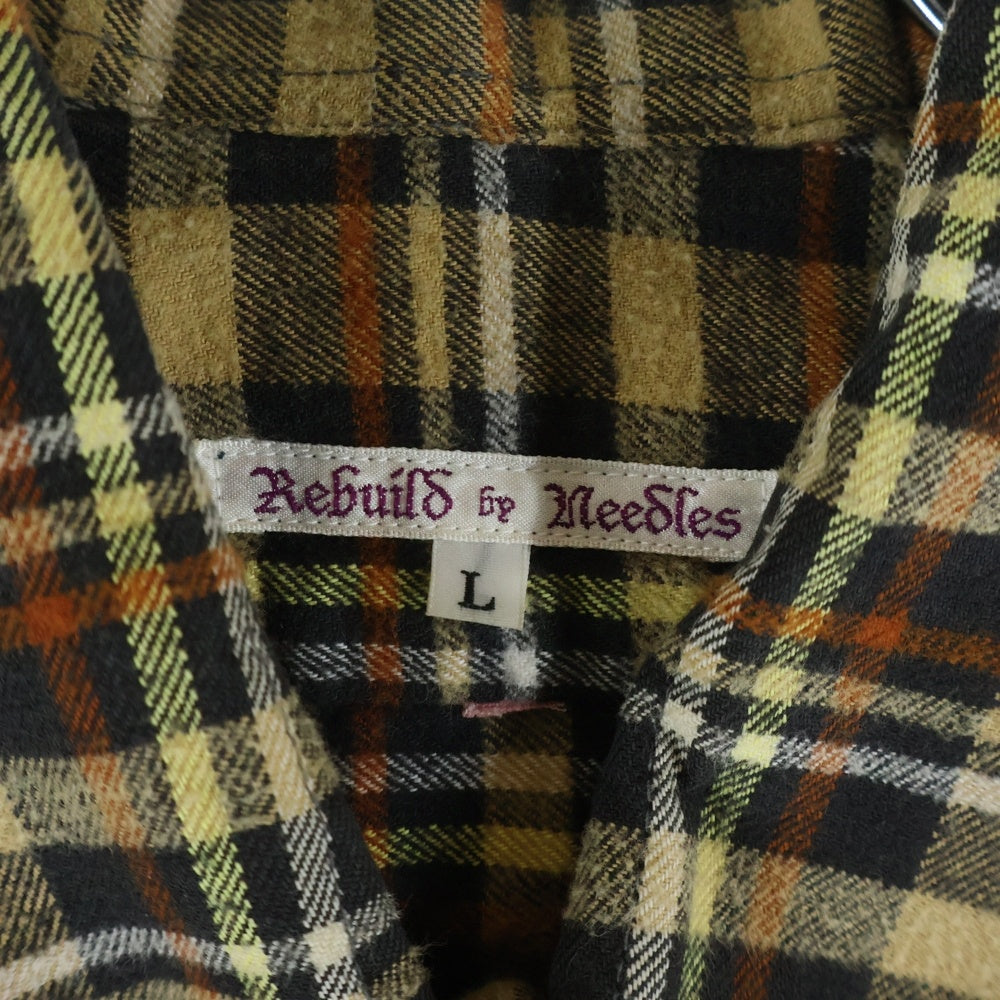 Rebuild by needles(リビルドバイニードルス) 7 Cuts Flannel Shirt」 ドッキング チェック柄長袖シャツ DI260 マルチ