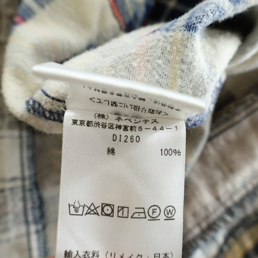Rebuild by needles(リビルドバイニードルス) 7 Cuts Flannel Shirt」 ドッキング チェック柄長袖シャツ DI260 マルチ