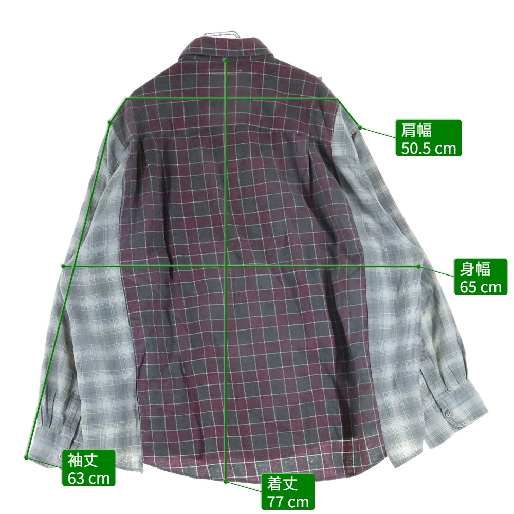 Rebuild by needles(リビルドバイニードルス) Flannnel Ribbon Wide Shirt LQ314 再構築 パッチワーク フランネル リメイク チェック 長袖シャツ マルチ