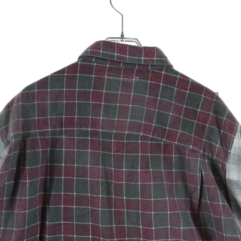 Rebuild by needles(リビルドバイニードルス) Flannnel Ribbon Wide Shirt LQ314 再構築 パッチワーク フランネル リメイク チェック 長袖シャツ マルチ