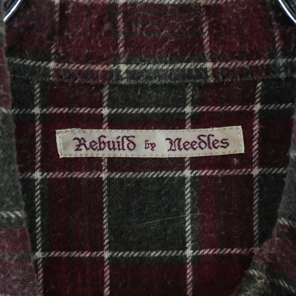 Rebuild by needles(リビルドバイニードルス) Flannnel Ribbon Wide Shirt LQ314 再構築 パッチワーク フランネル リメイク チェック 長袖シャツ マルチ