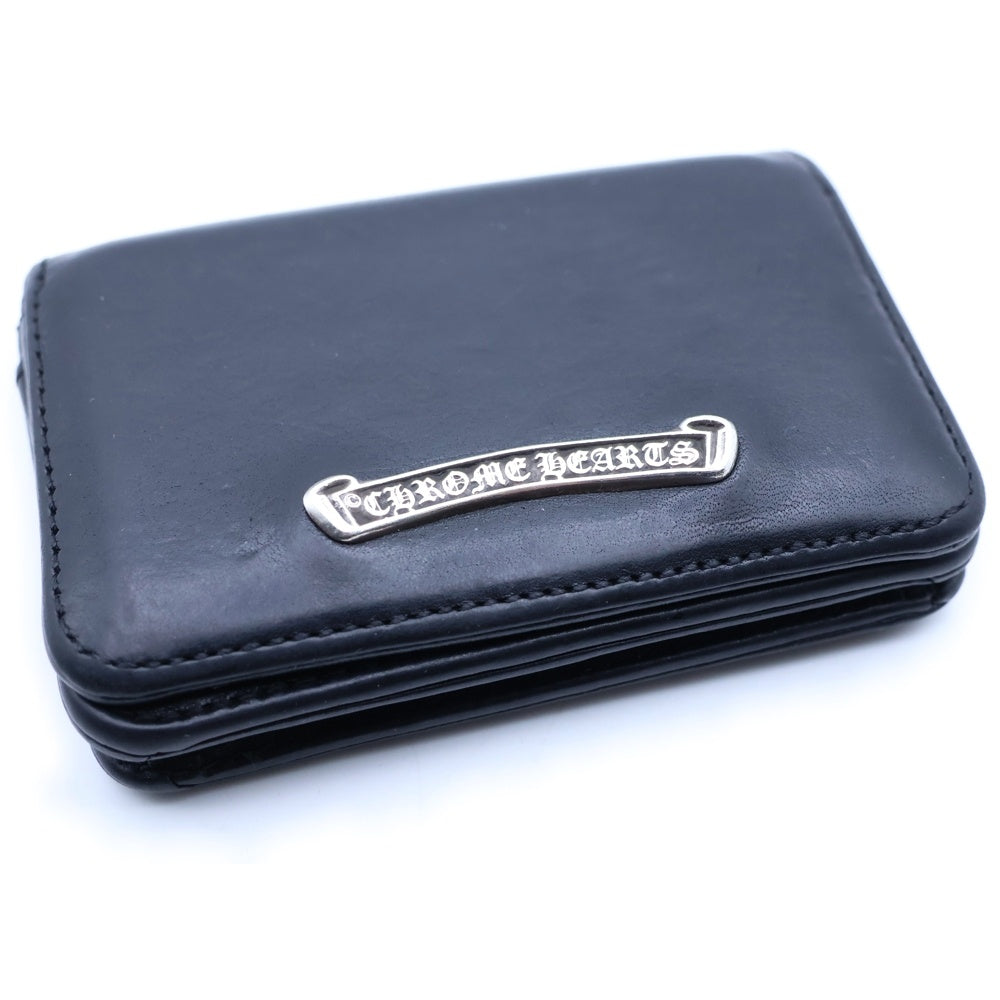 CHROME HEARTS(クロムハーツ) CARD CASE スクロールラベル レザーカードケース ブラック