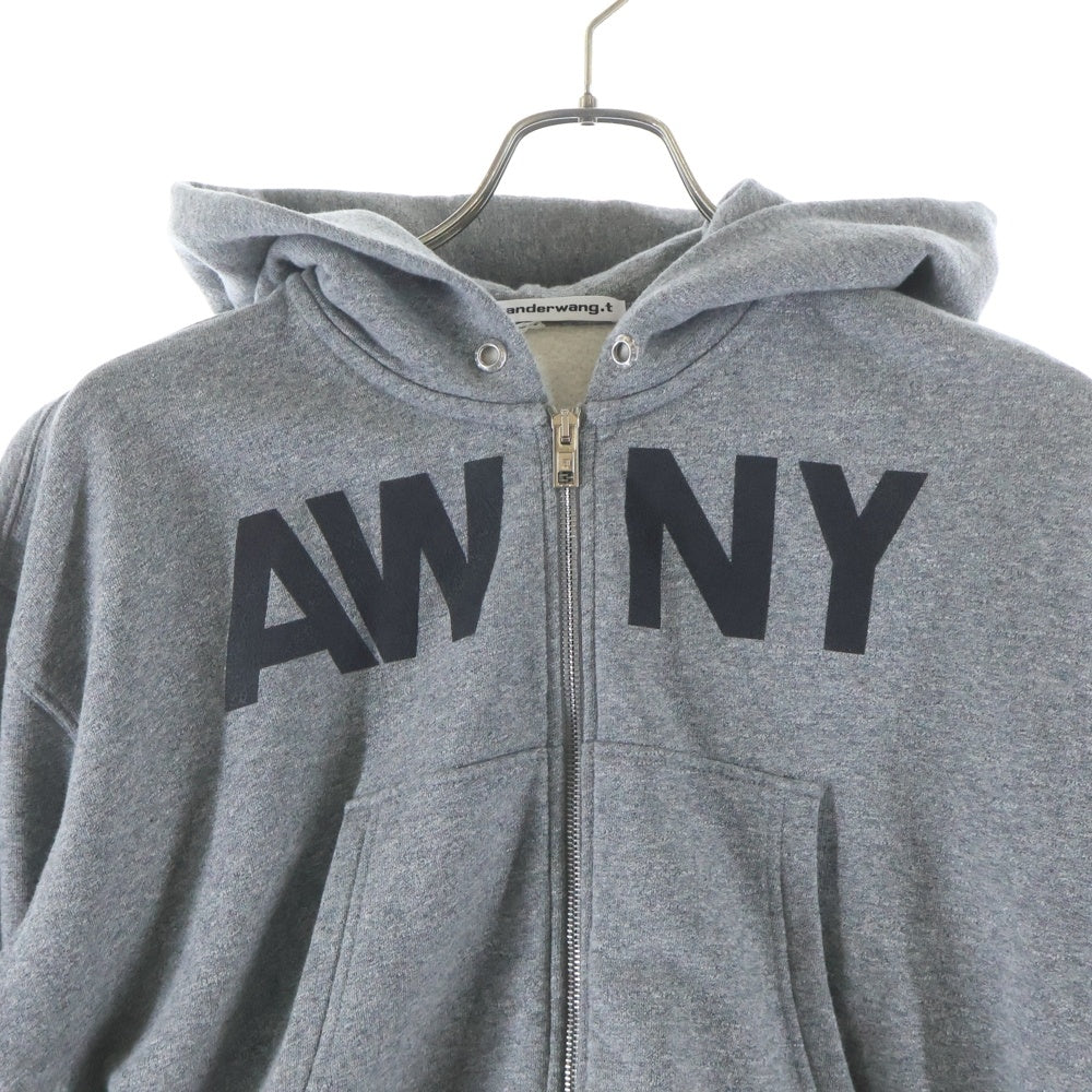 ALEXANDER WANG(アレキサンダーワン) AWNY ロゴプリント ジップアップフーディーパーカー レディース 4CC2251553 グレー