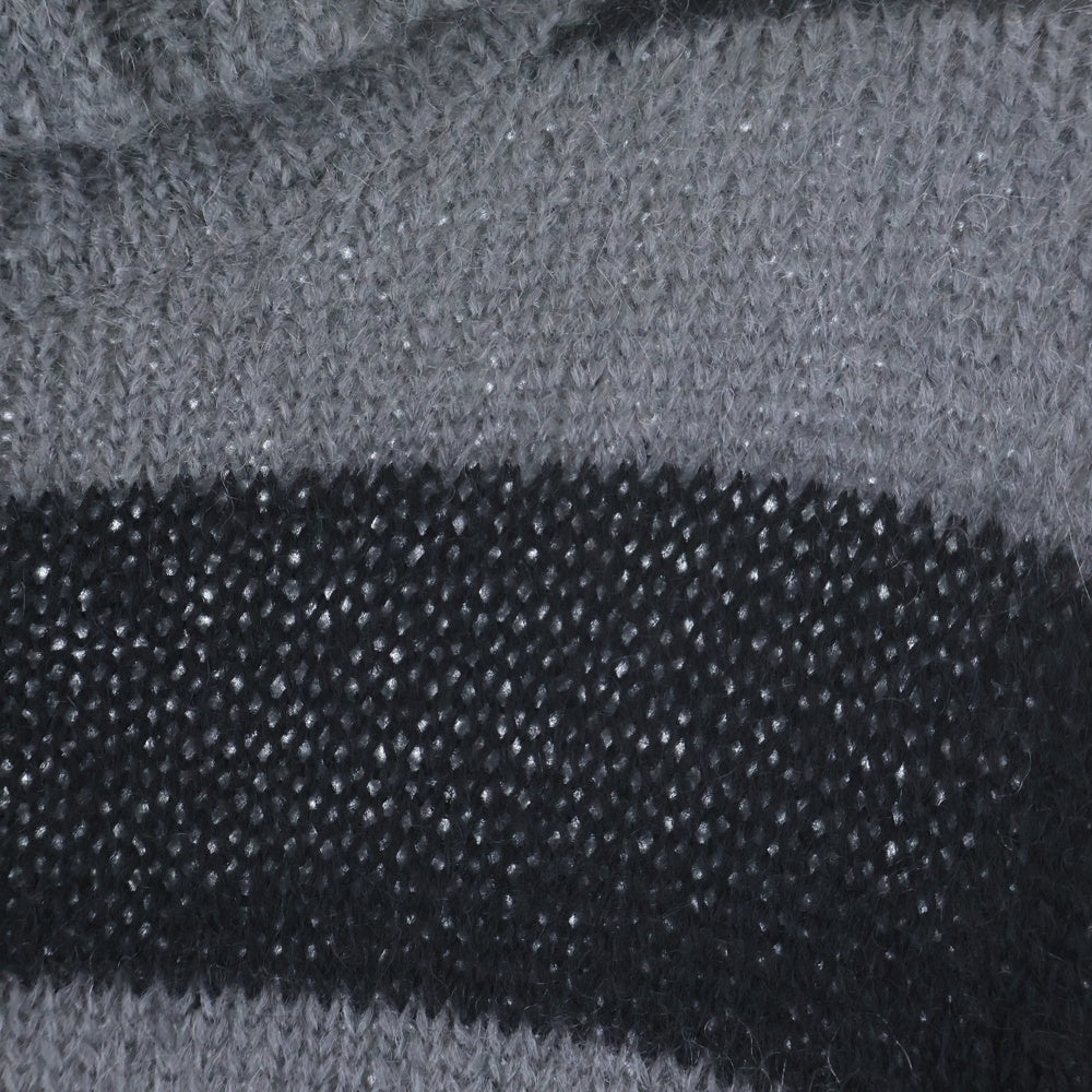 FENDI(フェンディ) 21AW Striped Turtleneck Mohair Knit Sweater タートルネック ボーダーニットセーター グレー FZY491 AH34