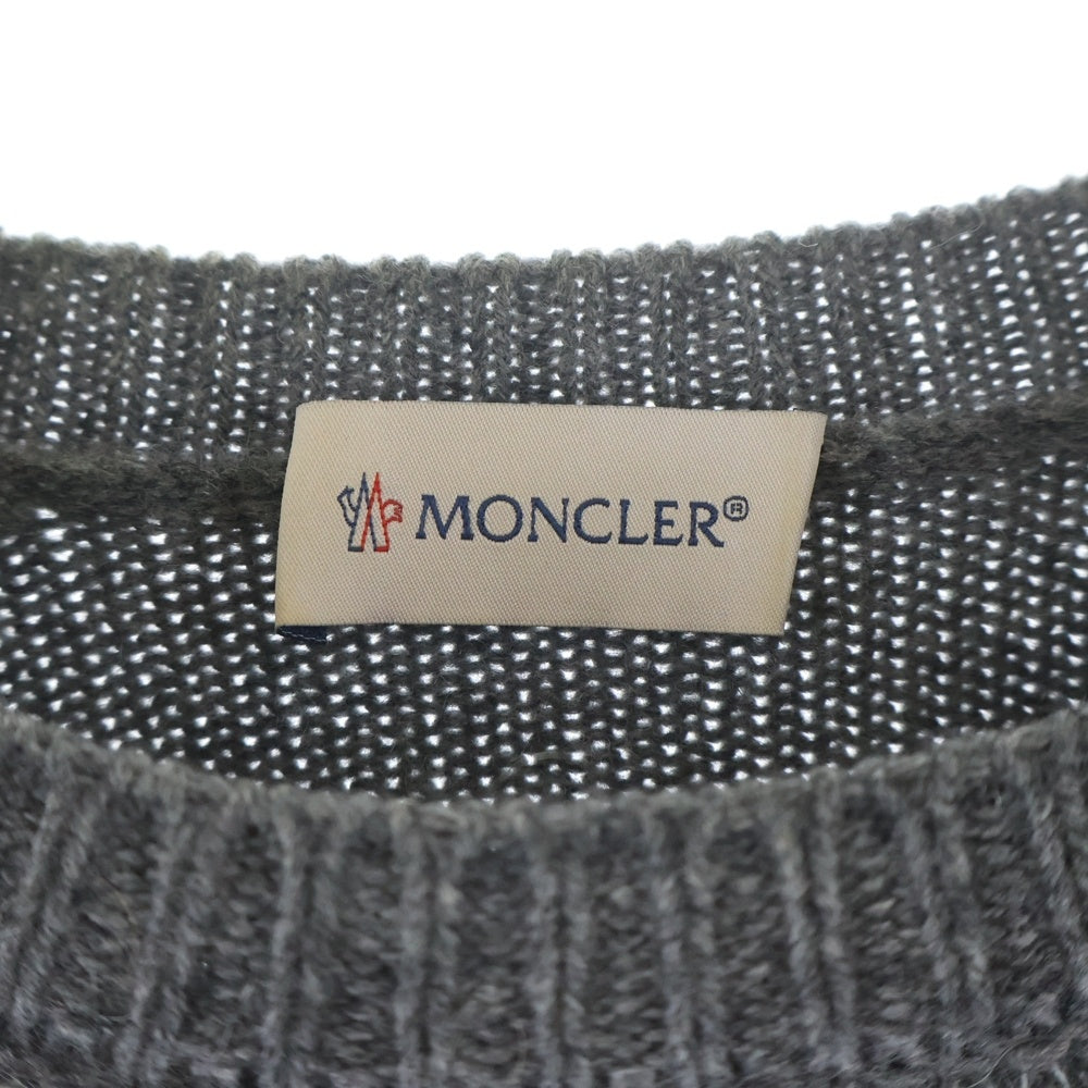 MONCLER(モンクレール) MAGLIA TRICOT GIROCOLLO ロゴワッペン カシミヤ混 クルーネックニットセーター グレー D20919034252