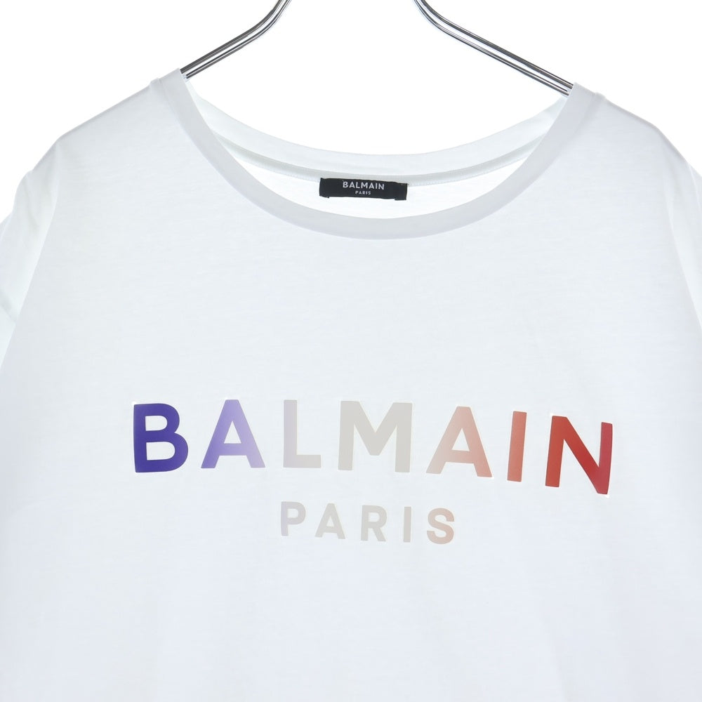 BALMAIN(バルマン) グラデーションラバーロゴ 半袖Tシャツ ホワイト