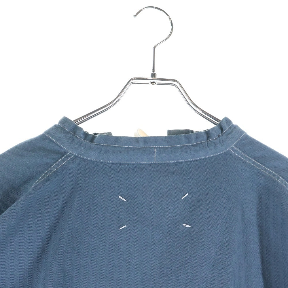 Maison Margiela(メゾンマルジェラ) Tie Front Herringbone Shirt S50DL0459 タイフロント ヘリンボーン 長袖シャツ ブルー
