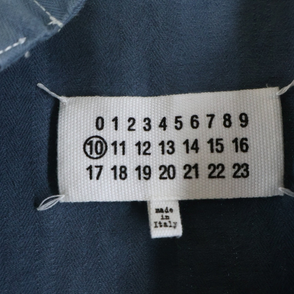 Maison Margiela(メゾンマルジェラ) Tie Front Herringbone Shirt S50DL0459 タイフロント ヘリンボーン 長袖シャツ ブルー