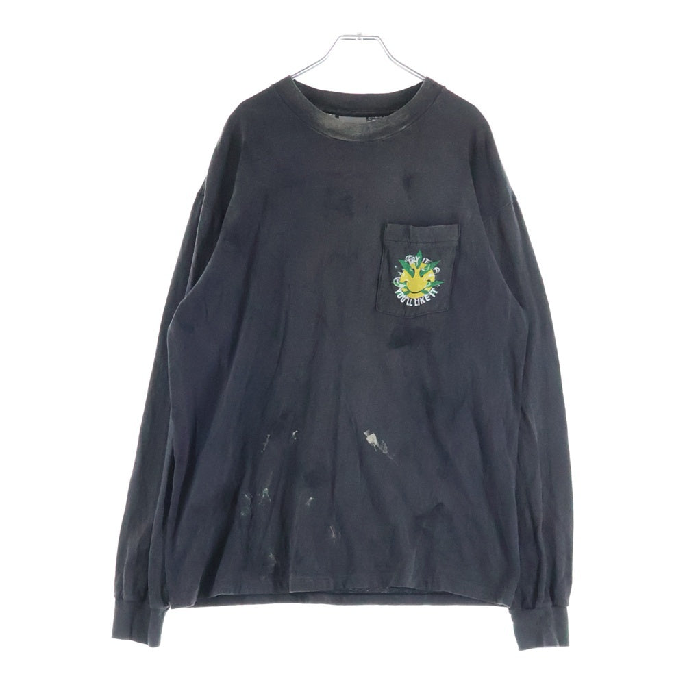 READY MADE(レディメイド) LS T-SHIRT SNAKE ダメージ加工 スネーク 長袖Tシャツ ロンT グレー RE-CO-BK-00-00-282