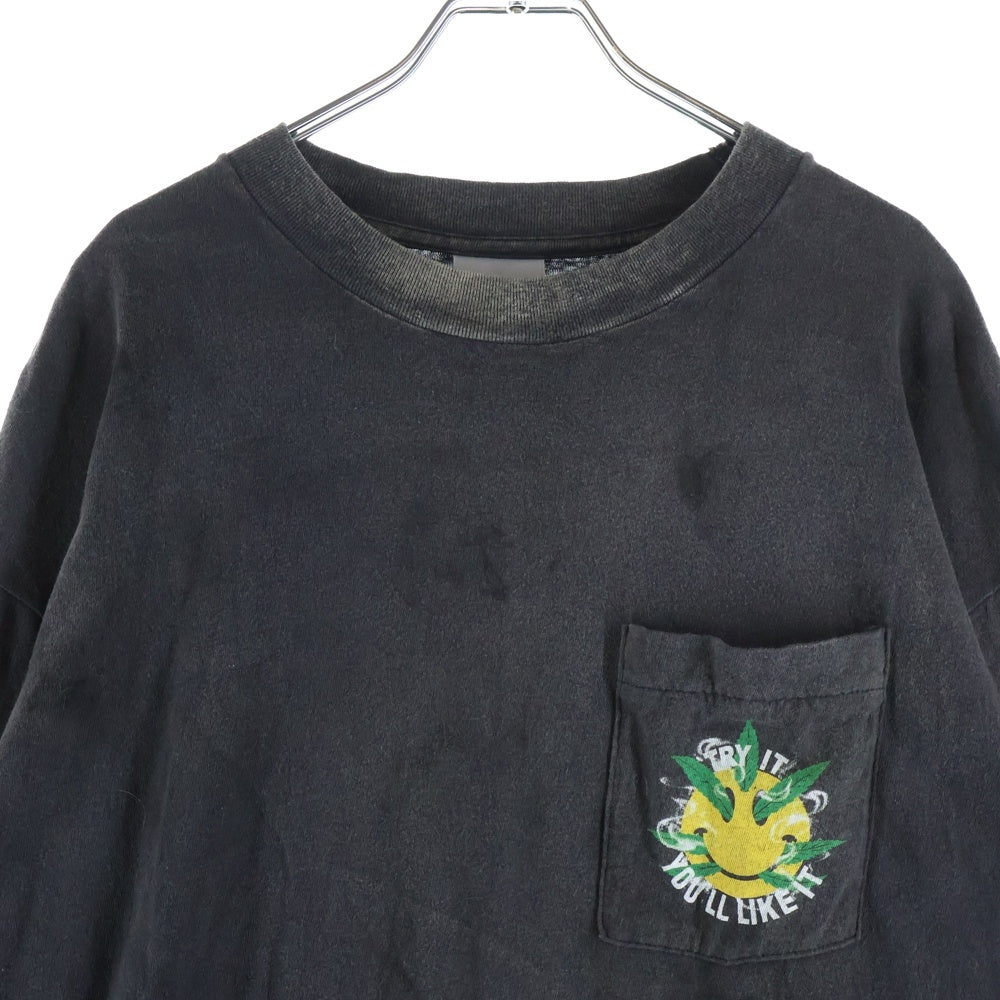 READY MADE(レディメイド) LS T-SHIRT SNAKE ダメージ加工 スネーク 長袖Tシャツ ロンT グレー RE-CO-BK-00-00-282