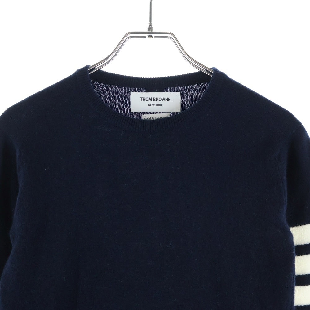 THOM BROWNE(トムブラウン) 4Bar Cashmere Knit Sweater カシミヤ クルーネックニットセーター レディース ネイビー FKA001A00011