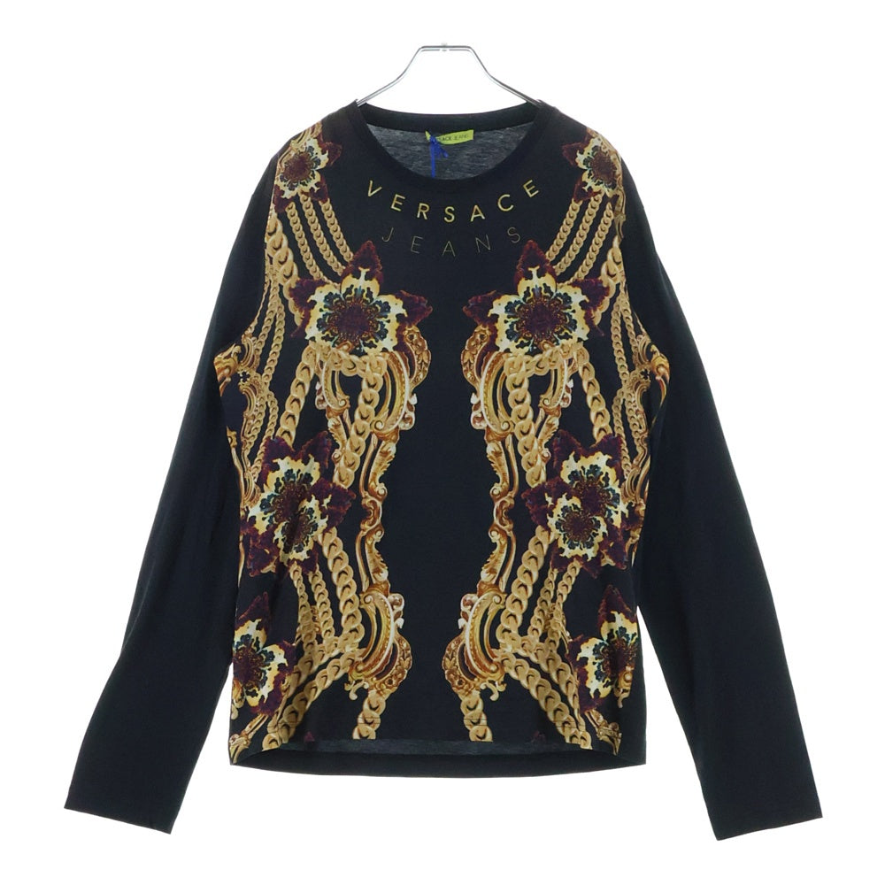 VERSACE(ヴェルサーチ) L/S T-SHIRT 総柄長袖Tシャツ ロンT ブラック B3GOB786