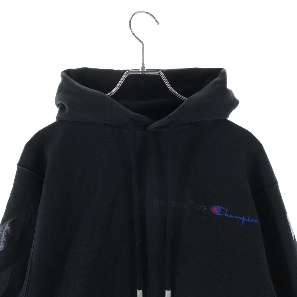 OFF-WHITE(オフホワイト) 18SS ×Champion Hoodie チャンピオン プルオーバースウェットパーカー フーディー ブラック OMBB027S18875050