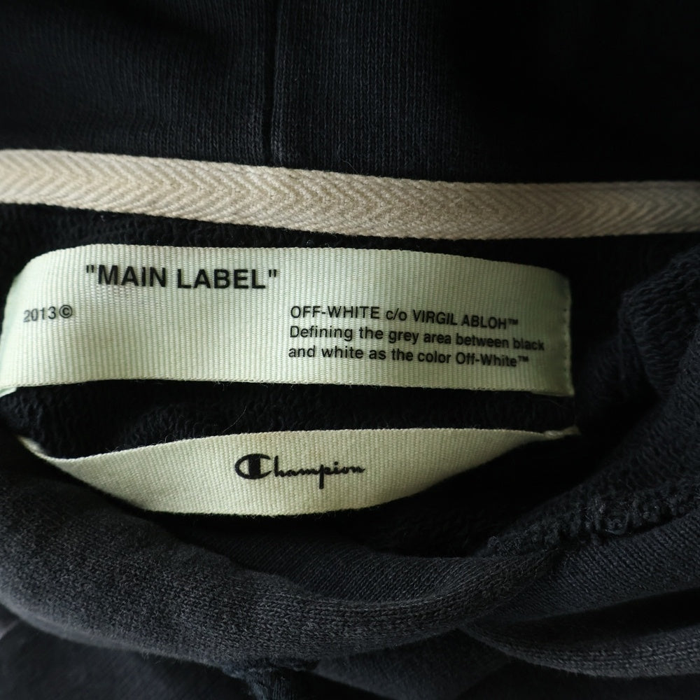 OFF-WHITE(オフホワイト) 18SS ×Champion Hoodie チャンピオン プルオーバースウェットパーカー フーディー ブラック OMBB027S18875050