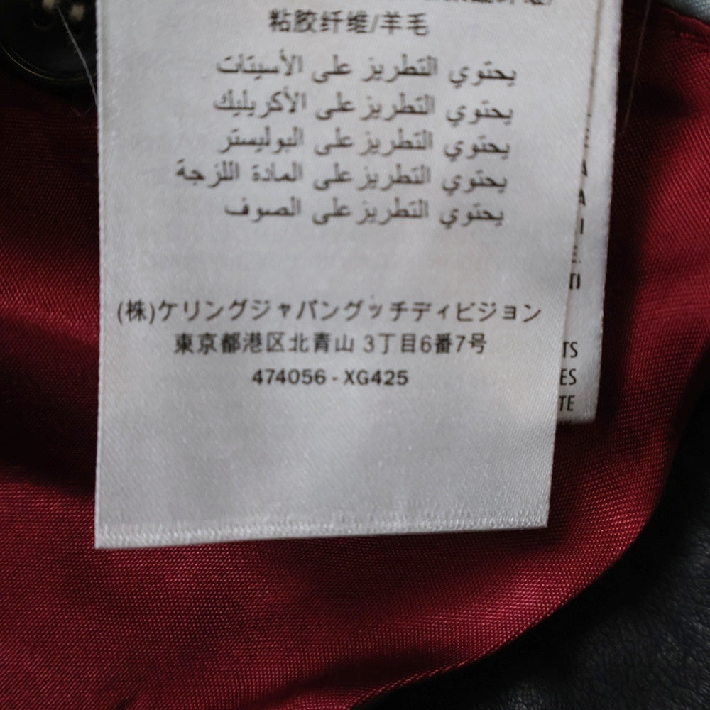 GUCCI(グッチ) Leather Stadium Jacket レザースタジアムジャケット スタジャン ブラック 526807 XG677