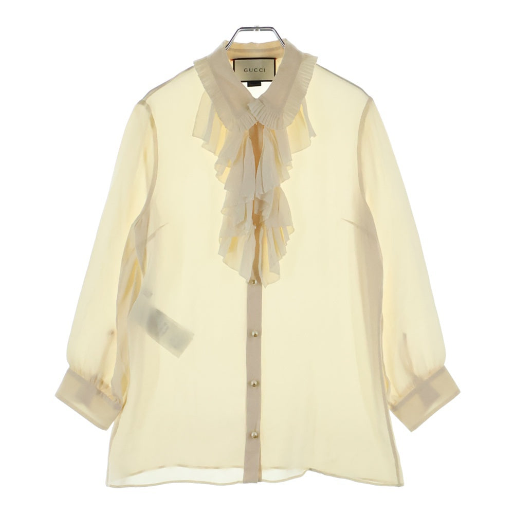 GUCCI(グッチ) Silk Blouse パールボタン シルク長袖シャツ ブラウス アイボリー レディース 427036 ZGS18