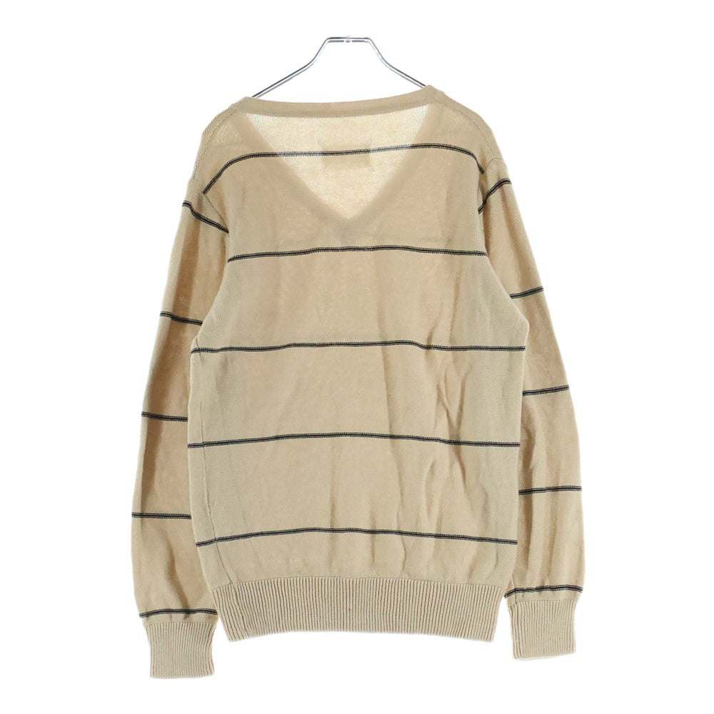 Maison Margiela(メゾンマルジェラ) ミスディアナ期 Vネックボーダー ニットセーター ベージュ