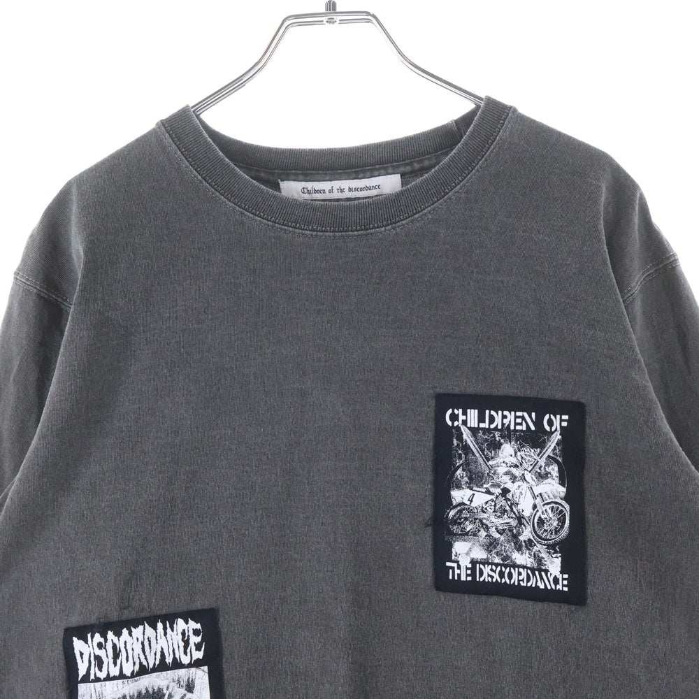 Children of the discordance(チルドレンオブザディスコーダンス) DAMN ROMANCE PATCH LS TEE ダメージ加工 長袖Tシャツ ロンT グレー COTDCS-011