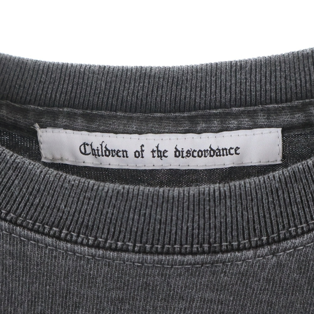 Children of the discordance(チルドレンオブザディスコーダンス) DAMN ROMANCE PATCH LS TEE ダメージ加工 長袖Tシャツ ロンT グレー COTDCS-011