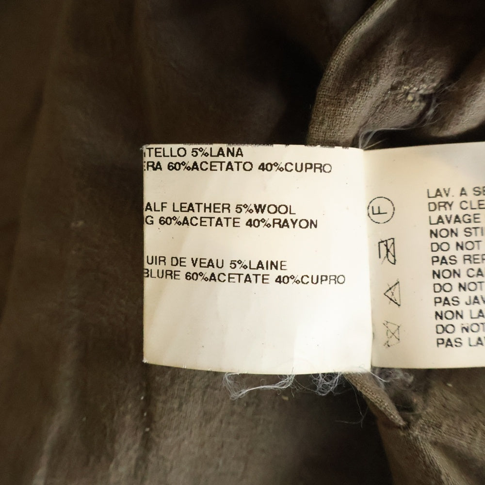 Rick Owens(リックオウエンス) Calf Leather Jacket カーフレザー ニット切替 レザージャケット ブラウン レディース RO1743-LE