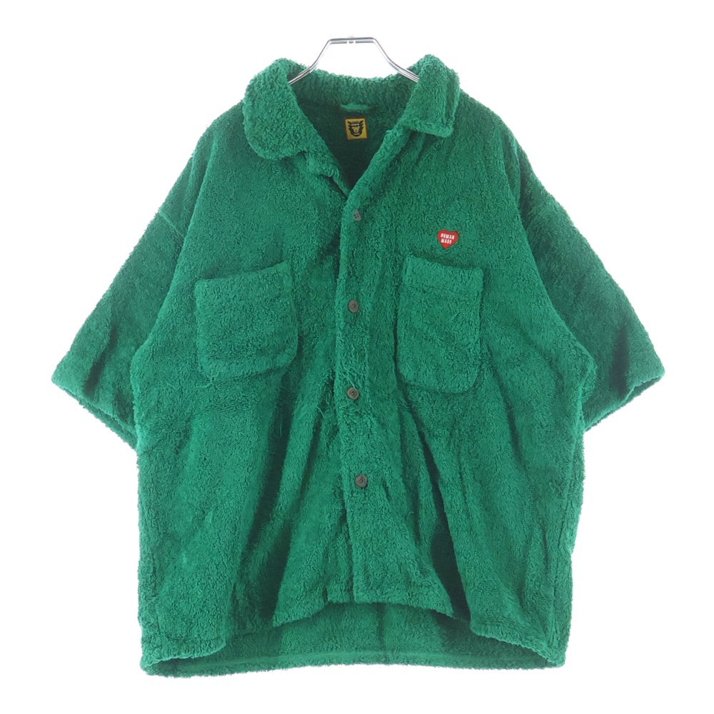 HUMAN MADE(ヒューマンメイド) Pile Aloha Shirt ロゴ刺繍 パイル地 半袖シャツ グリーン
