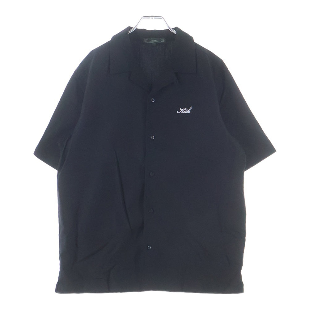 KITH(キス) Silk Cotton Thompson Camp Collar Shirt シルク混 半袖シャツ ブラック