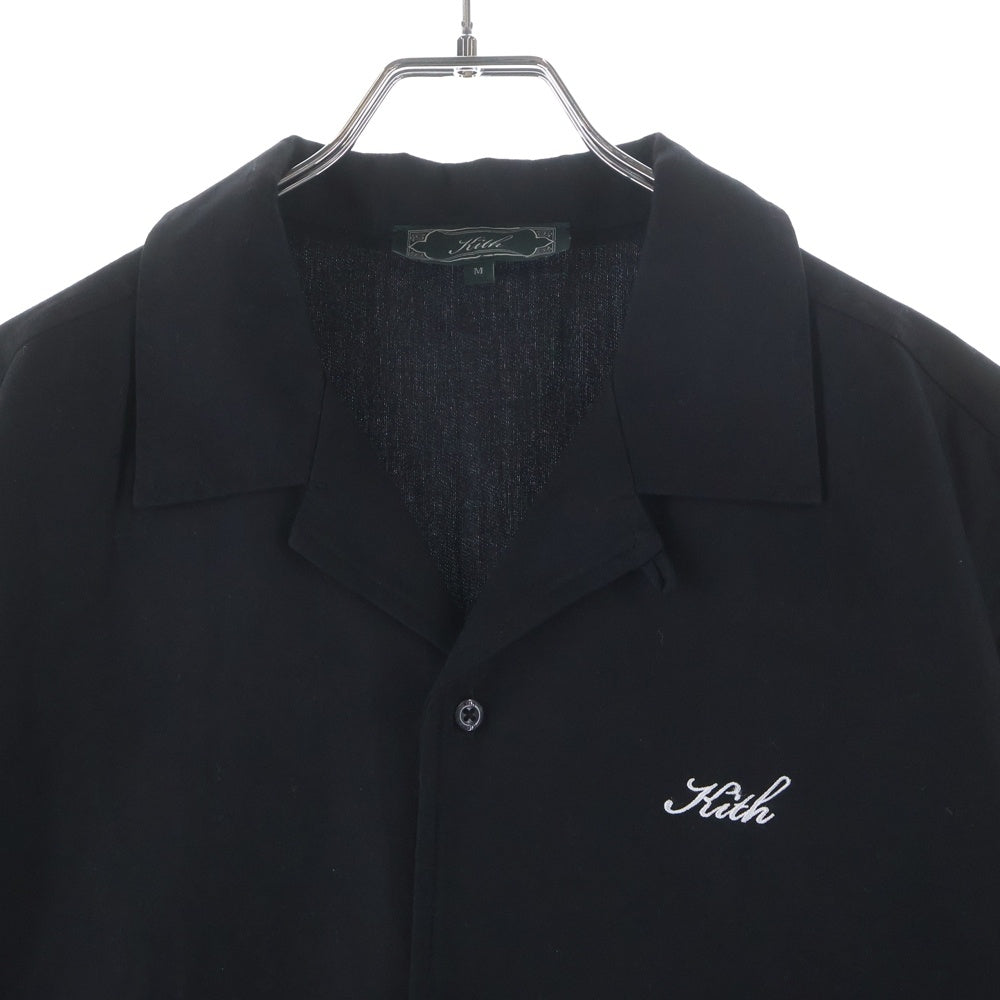 KITH(キス) Silk Cotton Thompson Camp Collar Shirt シルク混 半袖シャツ ブラック