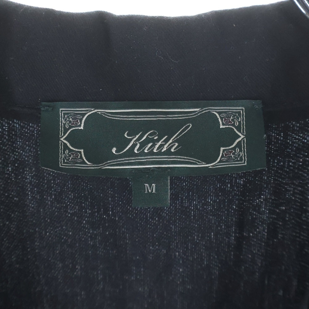 KITH(キス) Silk Cotton Thompson Camp Collar Shirt シルク混 半袖シャツ ブラック