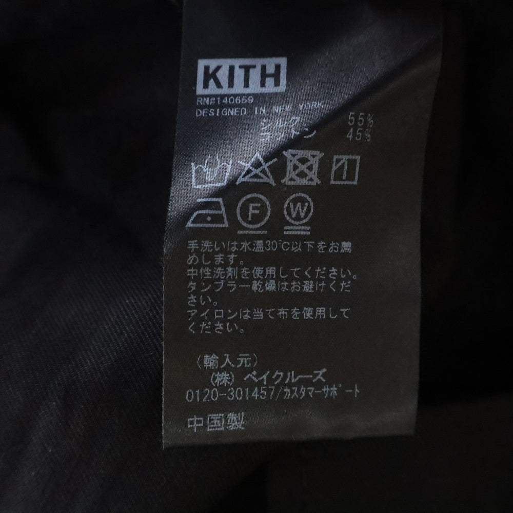KITH(キス) Silk Cotton Thompson Camp Collar Shirt シルク混 半袖シャツ ブラック