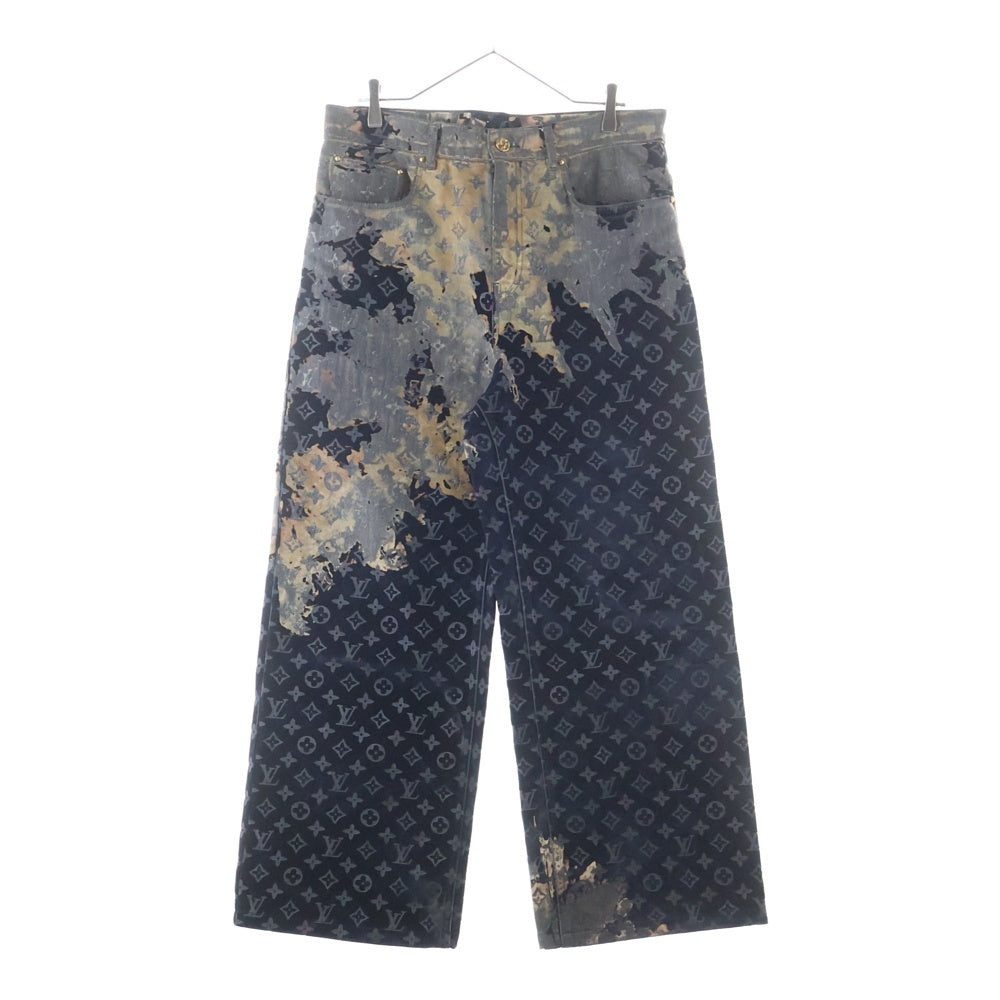 LOUIS VUITTON(ルイヴィトン) 24SS モノグラム ブリーチ ベロア デニムパンツ RM241M FRV HQD02W ネイビー