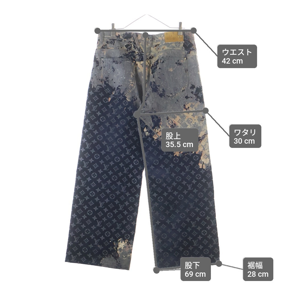 LOUIS VUITTON(ルイヴィトン) 24SS モノグラム ブリーチ ベロア デニムパンツ RM241M FRV HQD02W ネイビー
