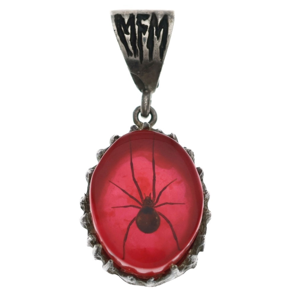 MFM(エムエフエム) OVAL PENDANT NECKLACE オーバル スパイダー ペンダントトップ ネックレス レッド/シルバー