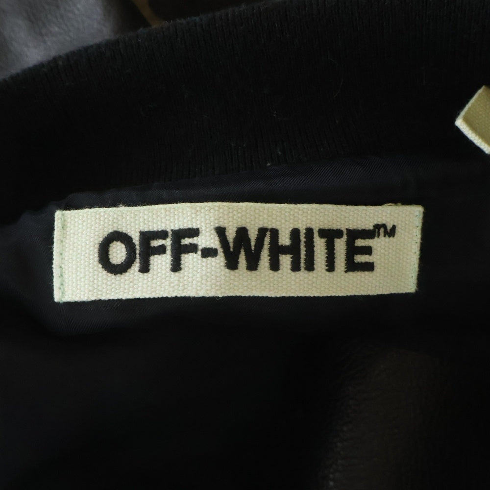 OFF-WHITE(オフホワイト) 16AW Stadium Jacket カモフラージュ 迷彩 レザー切替 スタジアムジャケット スタジャン カーキ