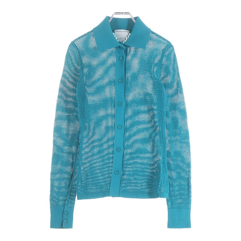 BOTTEGA VENETA(ボッテガヴェネタ) Mesh Knit Cardigan メッシュニットカーディガン 長袖シャツ ブルー 648977 V0BN0