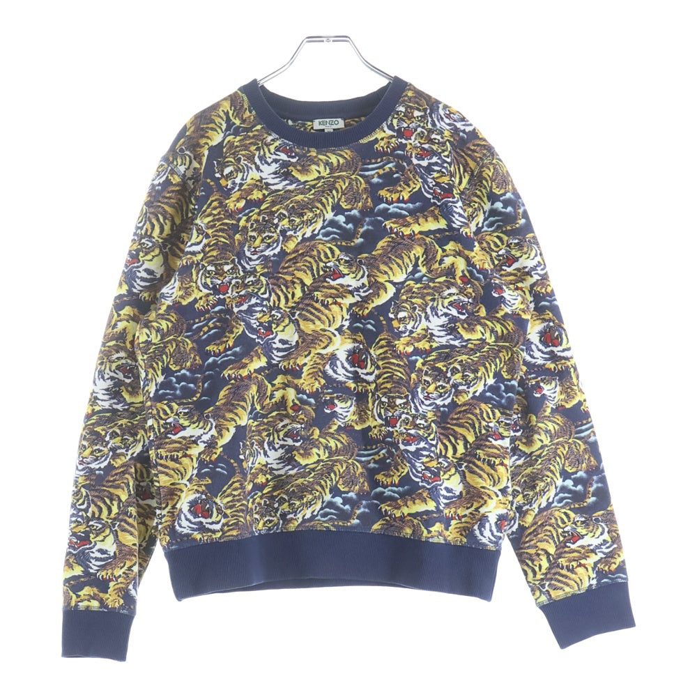 KENZO(ケンゾー) タイガー総柄 クルーネックスウェットトレーナー ネイビー F565SW0584XH