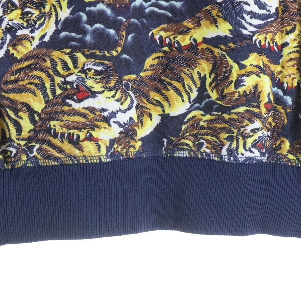 KENZO(ケンゾー) タイガー総柄 クルーネックスウェットトレーナー ネイビー F565SW0584XH
