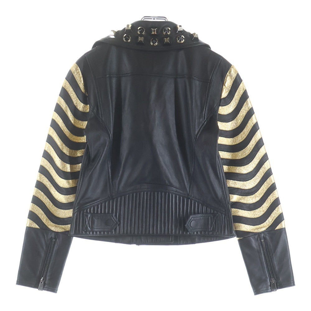 FENDI(フェンディ) Gold Edition Studded Leather Jacket スタッズレザージャケット ブラック FPJ662 S8K