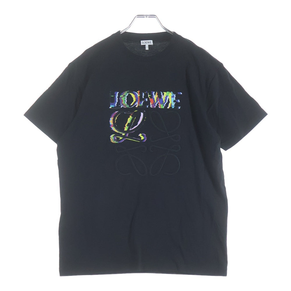 LOEWE(ロエベ) グリッチ アナグラムロゴ刺繍 半袖Tシャツ ブラック H526Y22J61