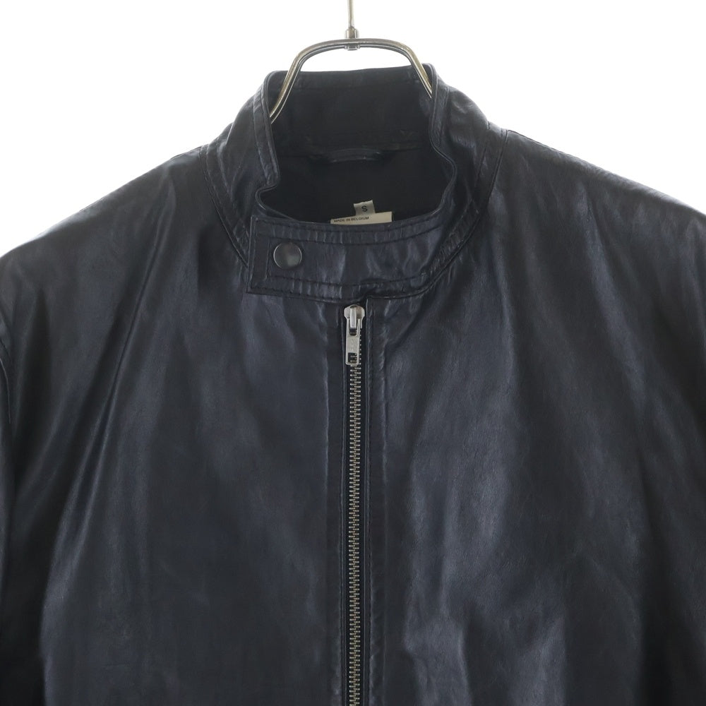ANN DEMEULEMEESTER(アンドゥムルメステール) 00S 本人期 Leather Jacket カーフレザー シングルライダースジャケット ブラック