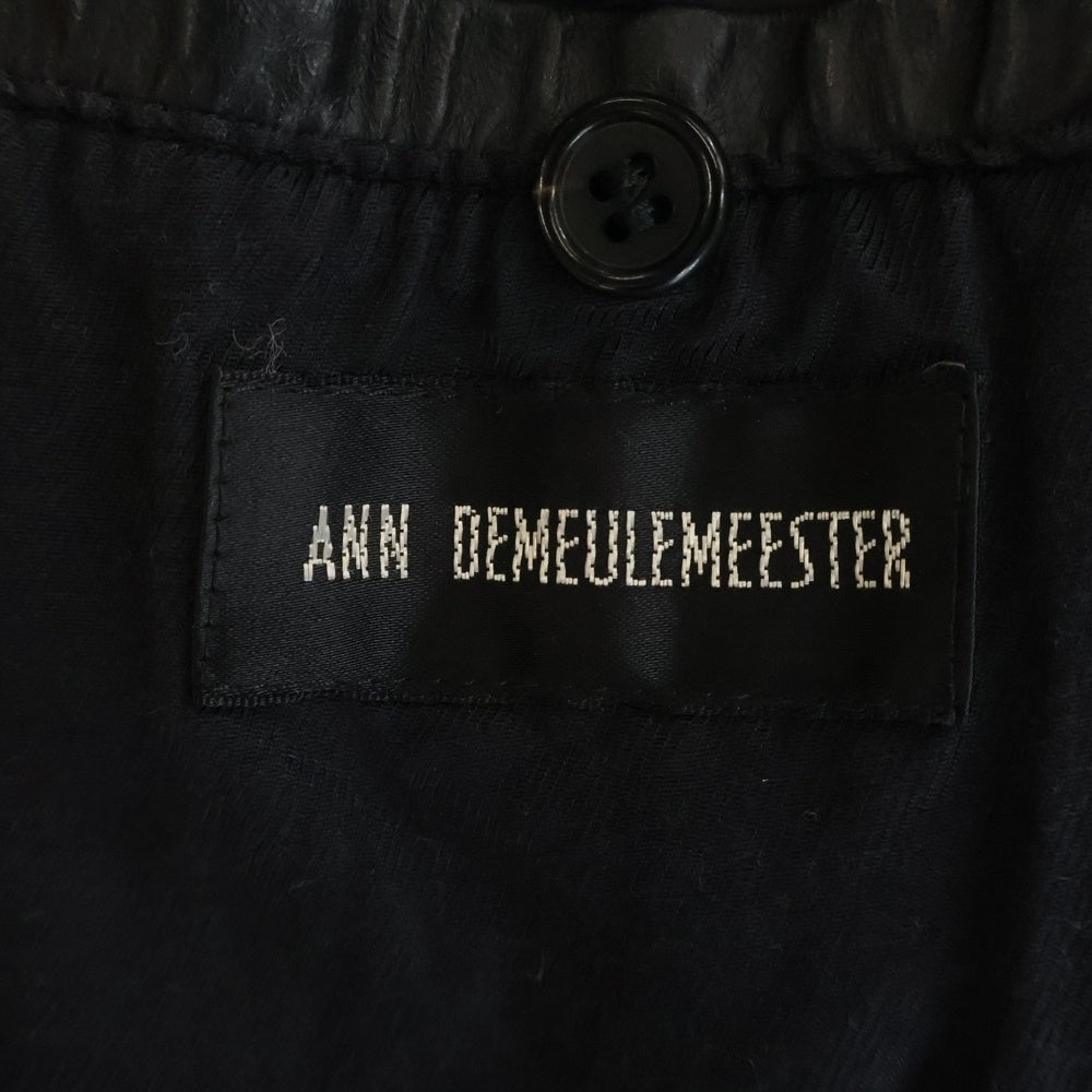 ANN DEMEULEMEESTER(アンドゥムルメステール) 00S 本人期 Leather Jacket カーフレザー シングルライダースジャケット ブラック