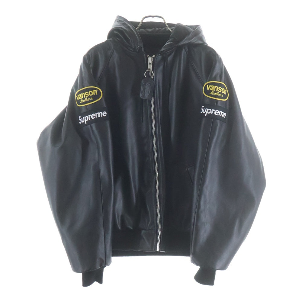 SUPREME(シュプリーム) 24AW Vanson Leathers Hooded Work Jacket Black バンソン レザーワークジャケット ジップアップフーディー ブラック
