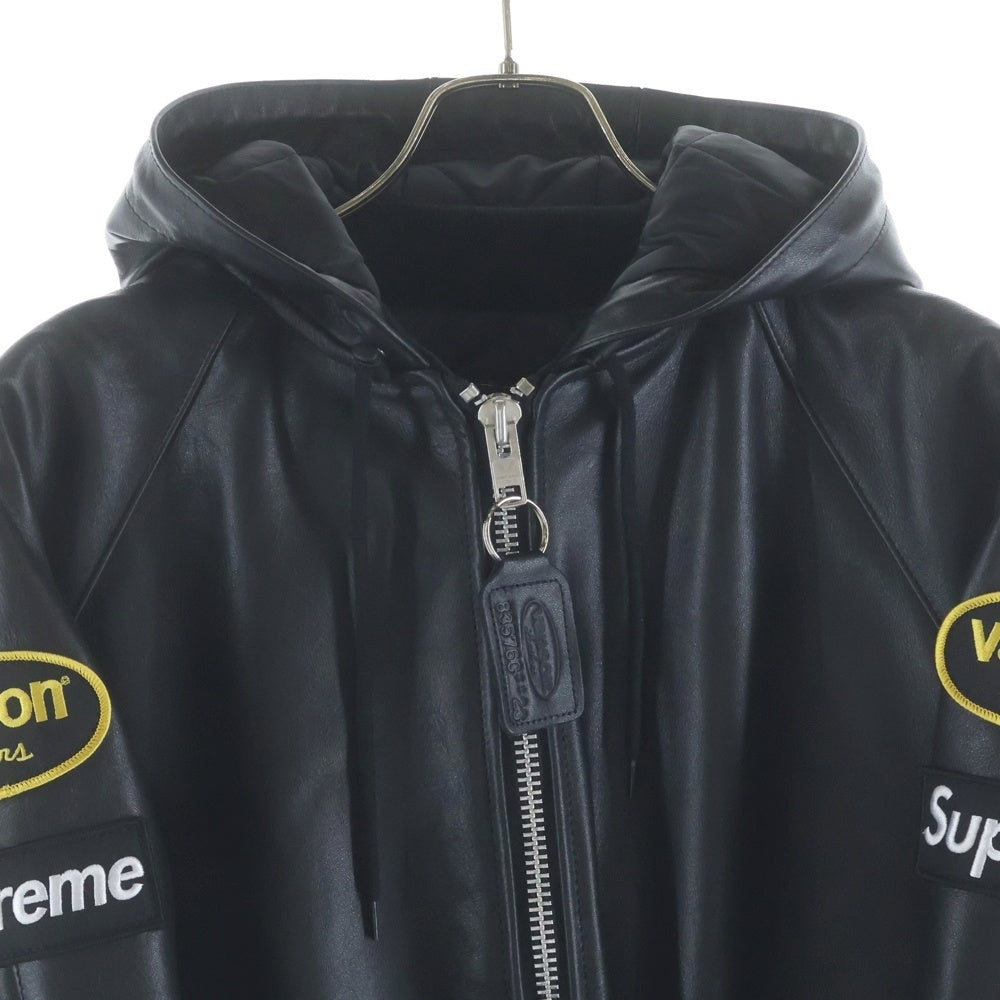 SUPREME(シュプリーム) 24AW Vanson Leathers Hooded Work Jacket Black バンソン レザーワークジャケット ジップアップフーディー ブラック