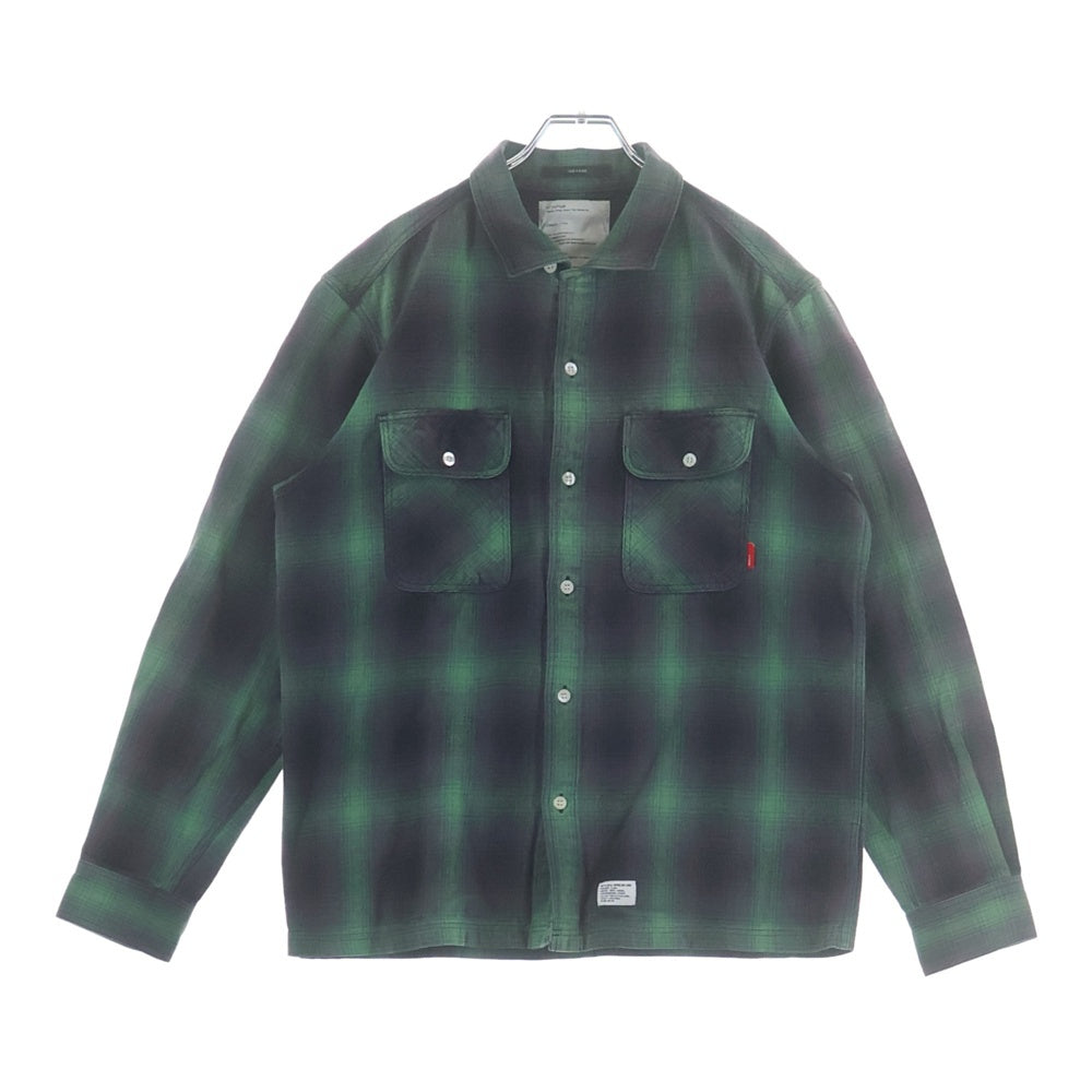 WTAPS(ダブルタップス) 09AW VATOS L/S/ 092GWDT-SHM01 バトス ロングスリーブ 長袖チェックシャツ グリーン