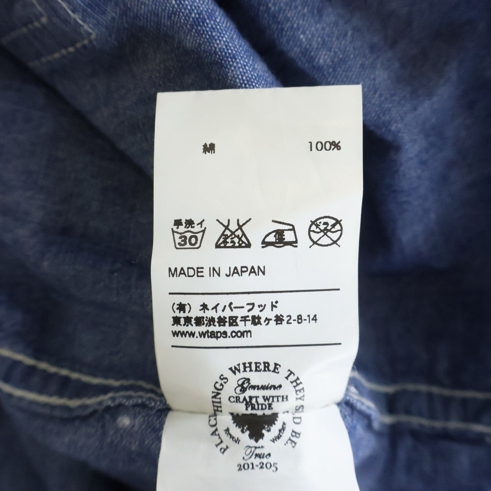 WTAPS(ダブルタップス) 16AW DECK LS 162GWDT-SHM11 デッキ シャンブレー シャツ インディゴブルー