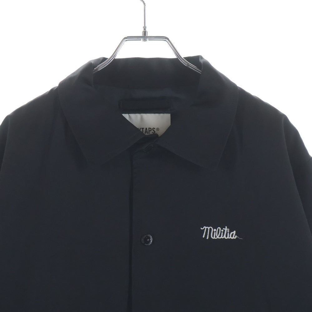 WTAPS(ダブルタップス) 19SS GREASERS JACKET 191TQDT-JKM01 ロゴ刺繍 コーチジャケット ブラック